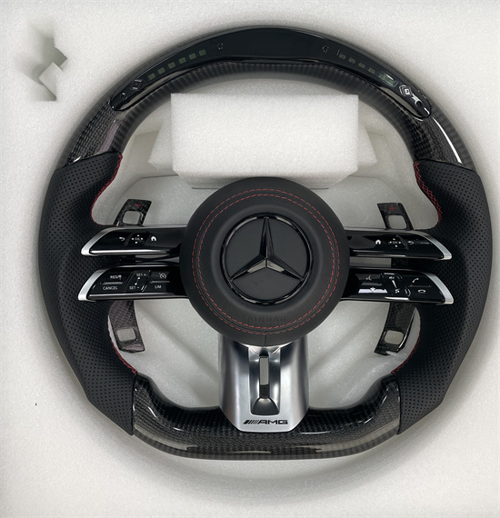 Applicable to Mercedes-Benz modified E-Class G-Class C-class S GLC GLE new AMG steering wheel black label carbon brazed Vega LED light