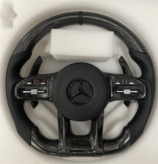 Suitable for Mercedes-Benz modified E-class G-class C-class S GLC GLE new steering wheel black carbon fiber frame plus black label
